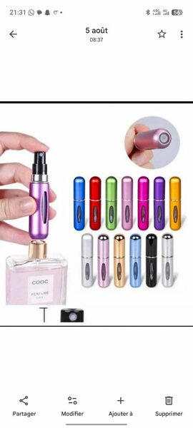 Vaporisateur de parfum rechargeable