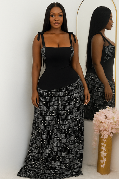 Robe longue à motif ethnique