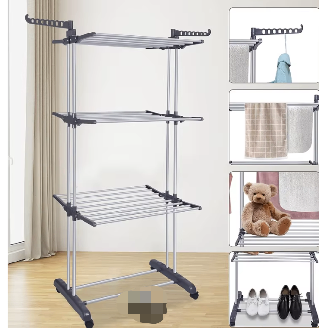 Clothes Drying Rack, 3 Layers Folding Clothes Rail