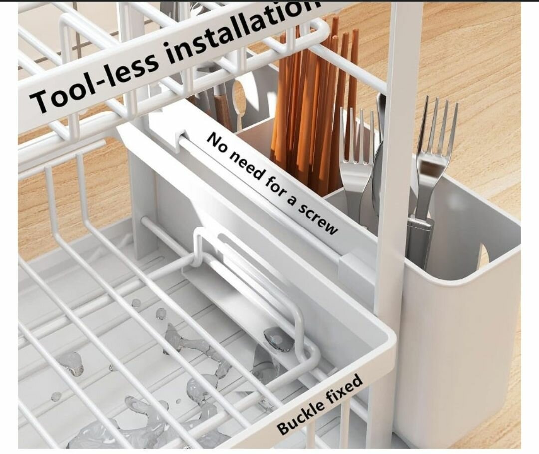 ANTI-RUST DISH DRYING RACK WITH KNIFE HOLDERS
