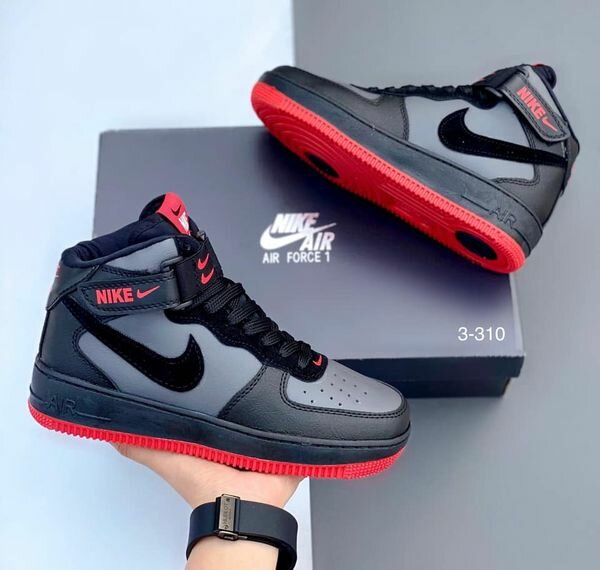 BASKET NIKE AIR FORCE 1 MONTANT NOIR & ROUGE