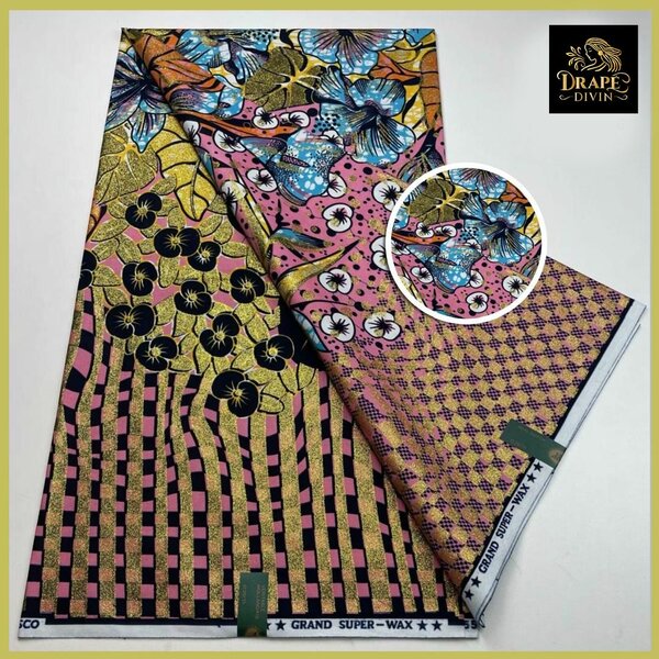 Pagne Grand Super wax cire brillante avec paillettes