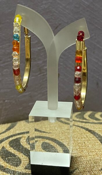 Boucles d'oreilles créoles perlées