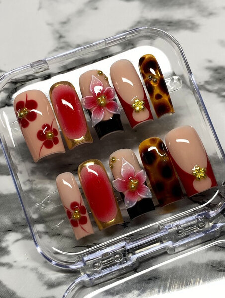 Ongles Press-Ons Fleuri Élégant