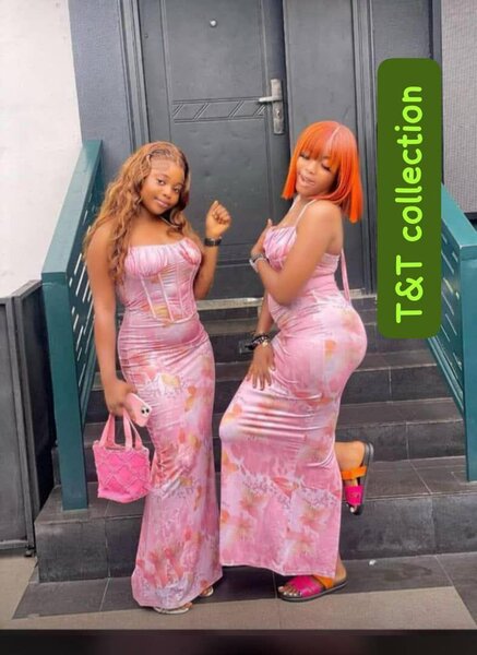 Robe longue élégante rose