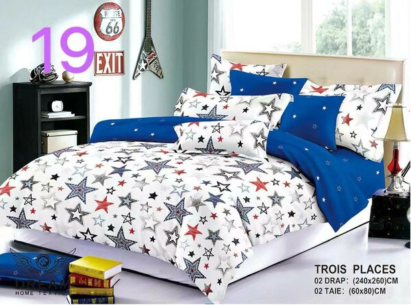 Parure de Lit en Coton - 3 Pièces