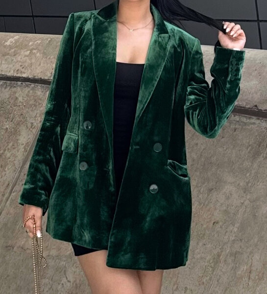 Blazer velours vert élégant