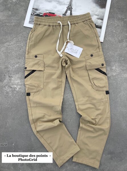 Pantalon cargo homme beige