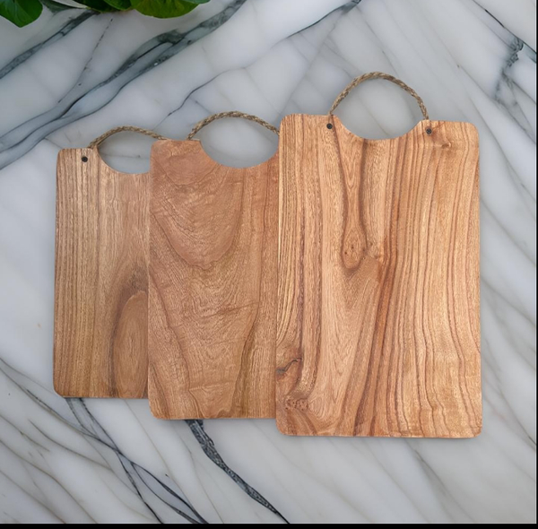 Wooden cutting board with beautiful rope and with stylish lo