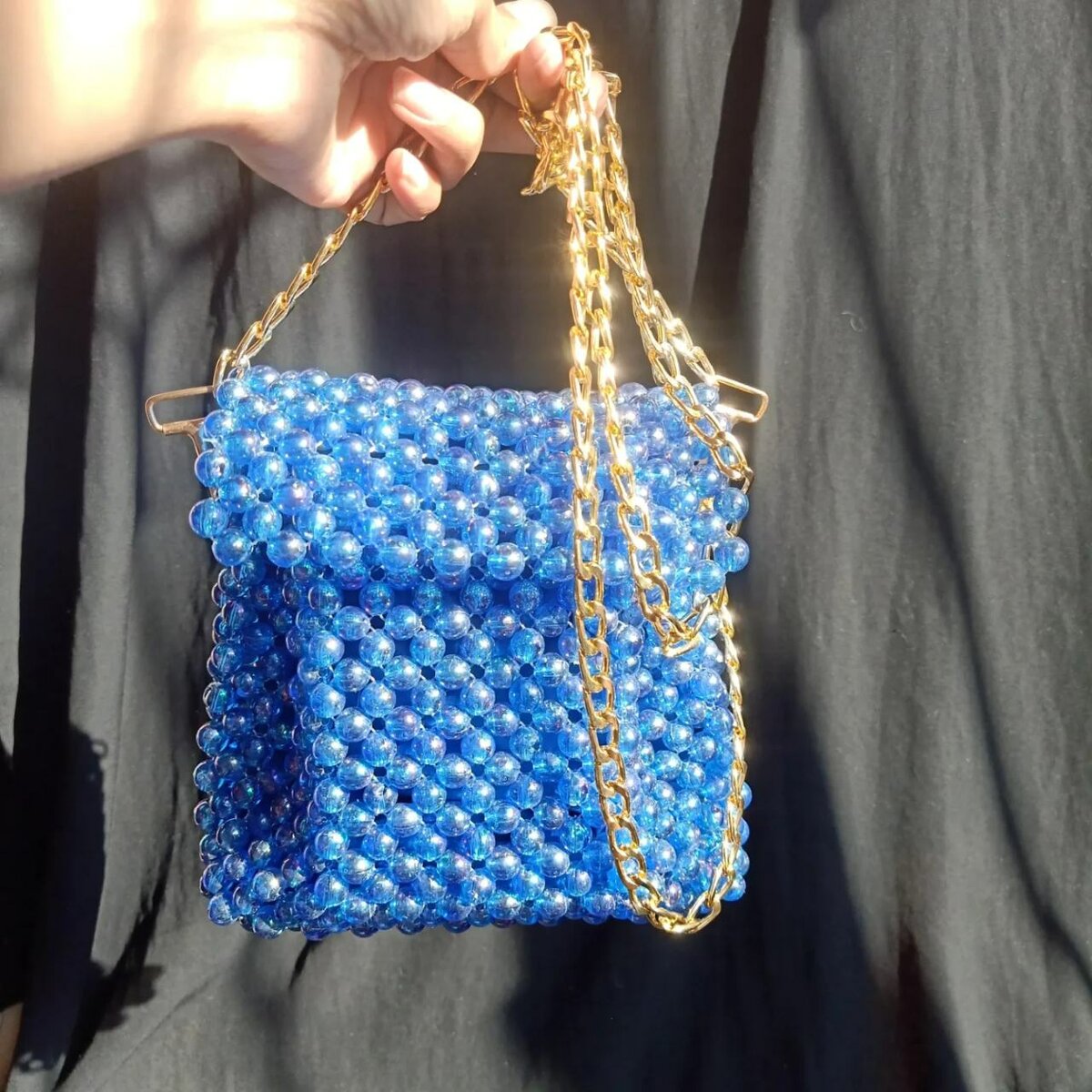 Blue Crystal beaded bag