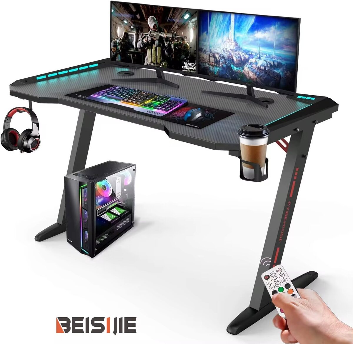 Bureau Gamer LED Ergonomique