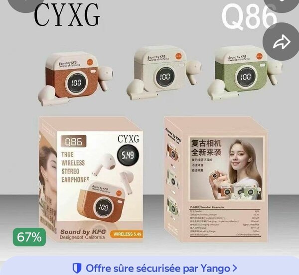 Écouteurs Bluetooth Rétro Q86