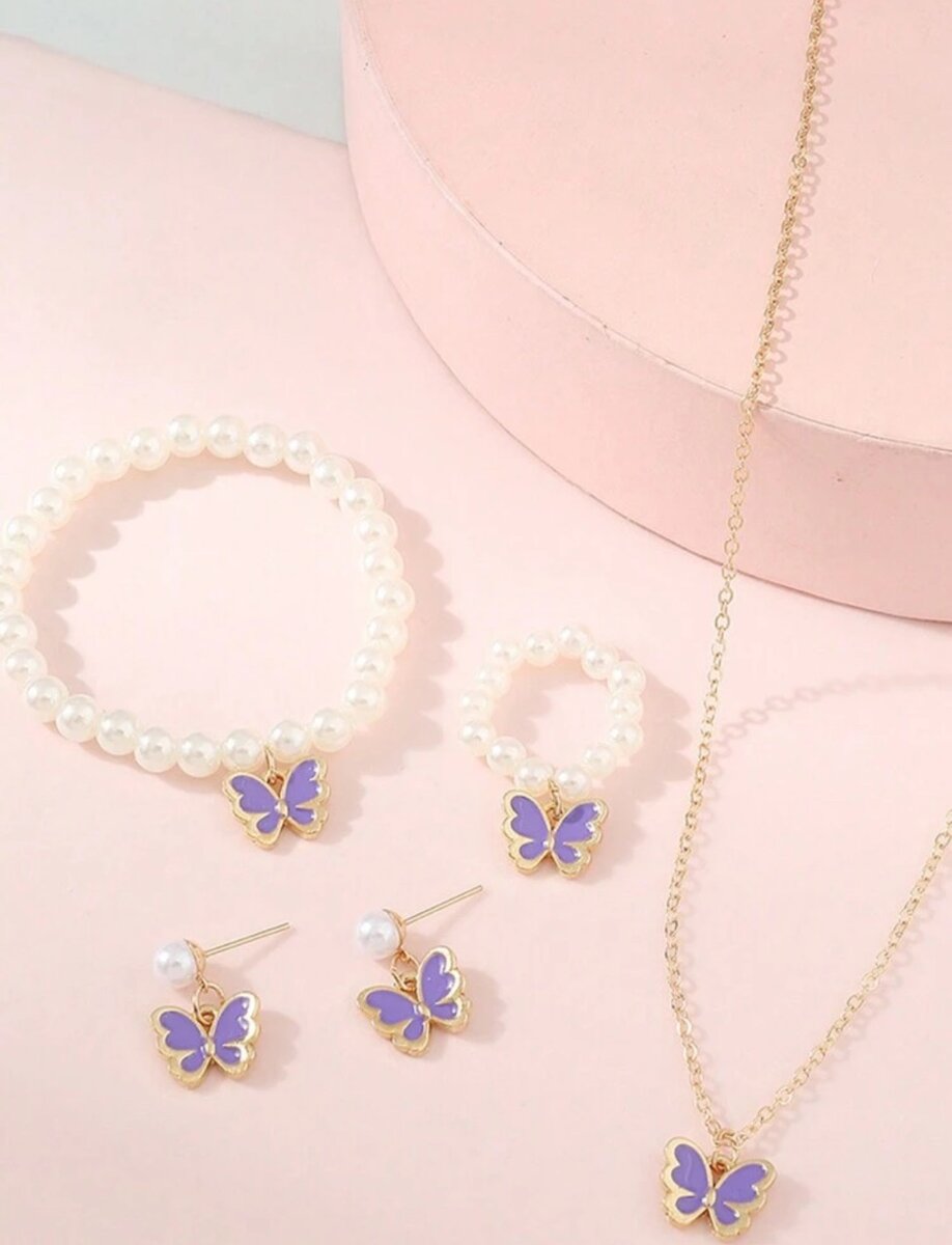 5pcs Baby Girl Butterfly Pendant. Pink and Purple