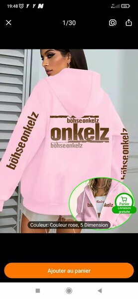 Hoodie à capuche rose Onkelz