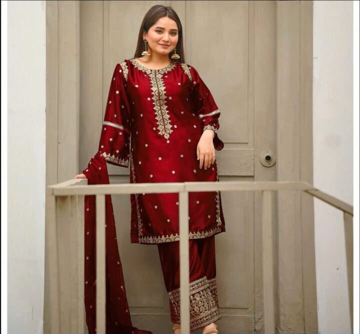 Chiffon & shamoze silk 3 pc Dc free