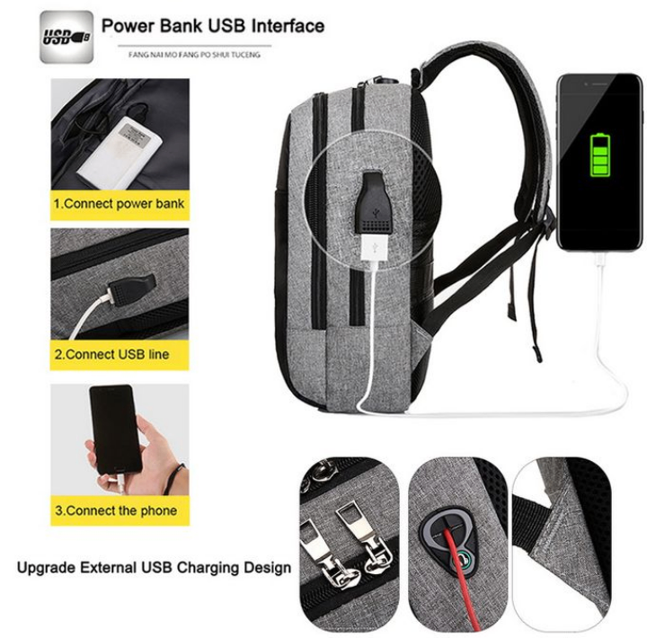 Password lock sunpower anti theft laptop backpack grey