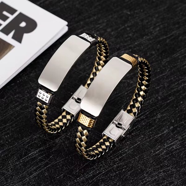 Bracelet cuir et acier inoxy