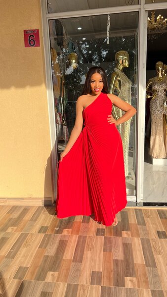 Pleated high low dress