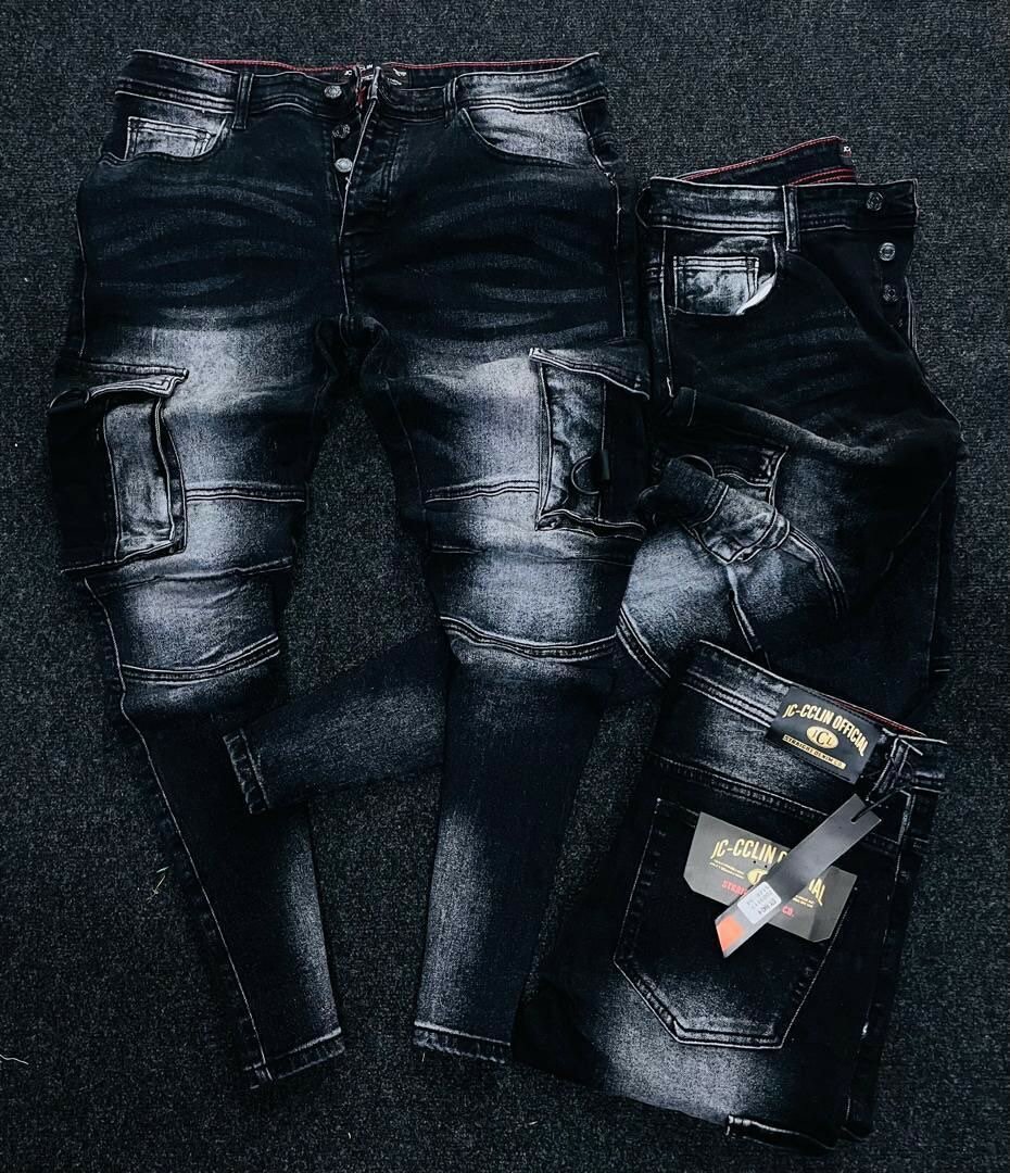 Men's Distressed Cargo Jeans