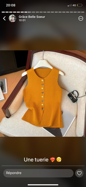 Haut sans manches boutonné femme