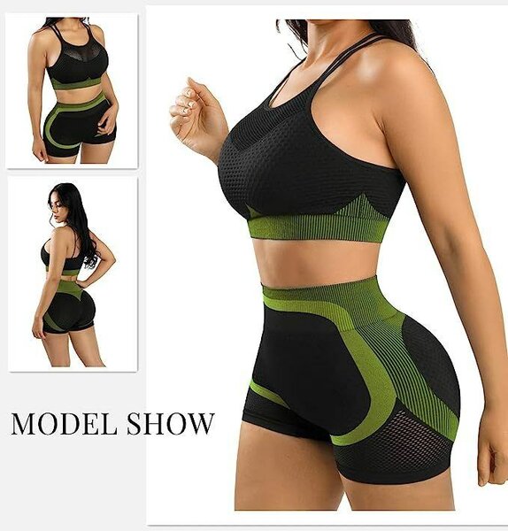 Ensemble de sport noir et vert pour femme