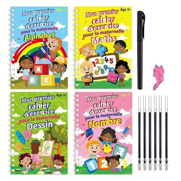 4 Cahier d'exercices + stylo réutilisables