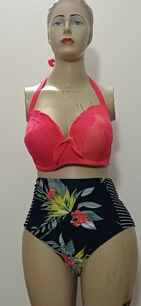 Bikini taille haute tropical