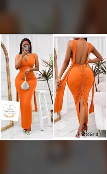 Robe orange dos nu élégante