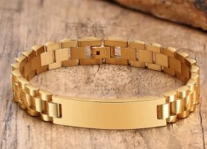 Goldan/silver Titanium Steel Men's racelet Watch Link Bracelet