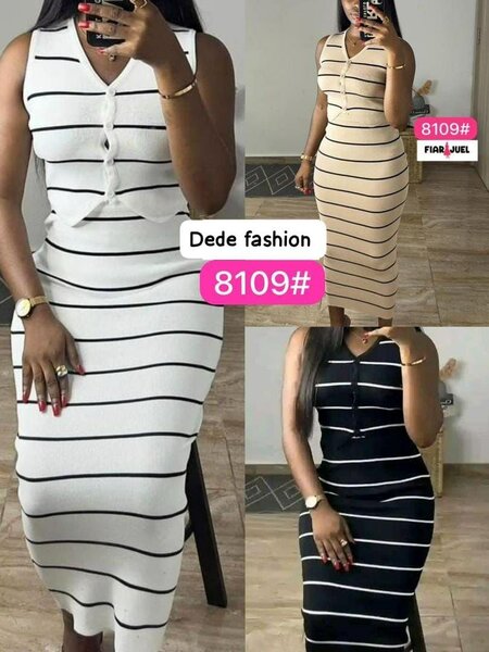 Robe rayée sans manches