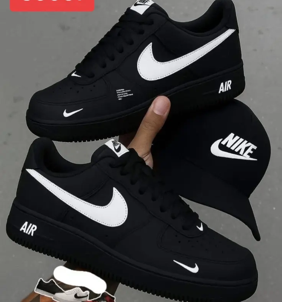 Baskets Homme en Cuir Noir et Blanc