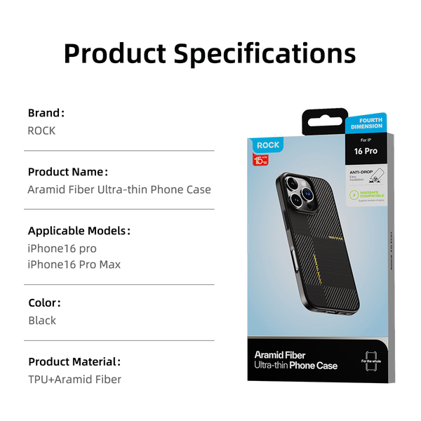 Étui iPhone Aramide Noir 16 PR