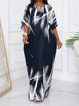 Robe fluide à imprimé plume