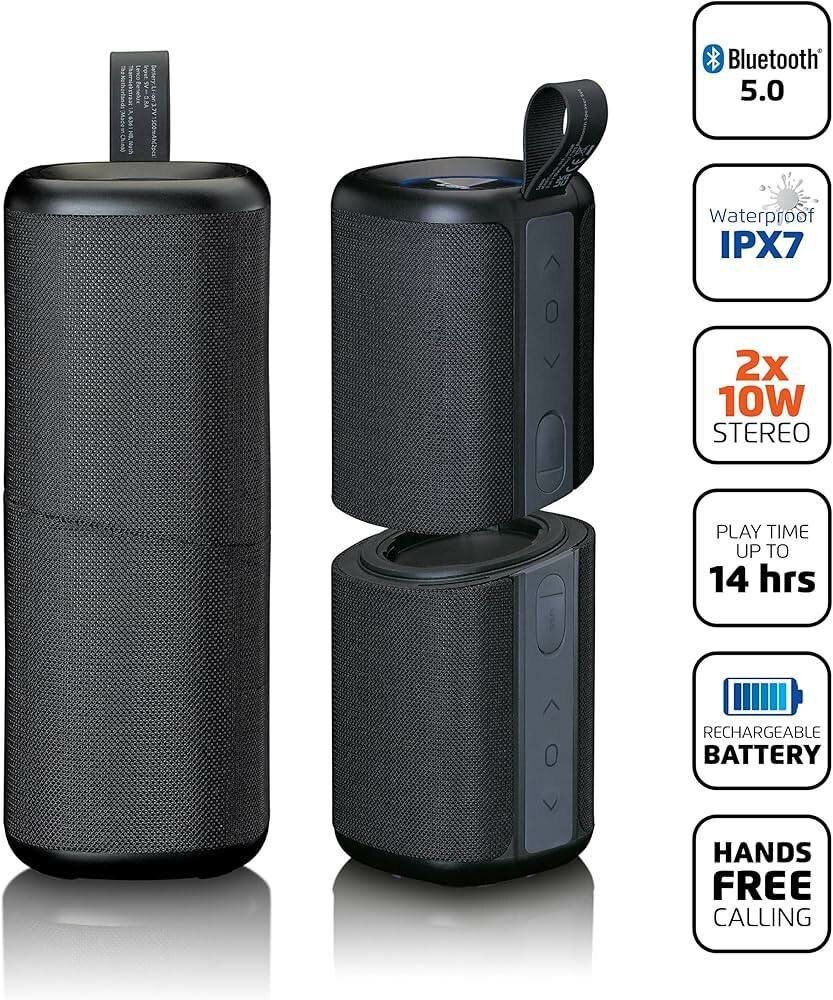 LENCO BTP-400BK - 2 in 1 Bluetooth speaker  waterproof