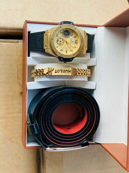 Men's belt watch bracelet gift set box package