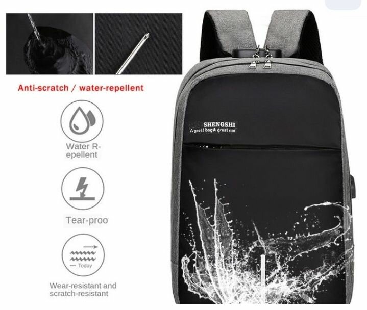 Password Lock SunPower Anti Theft Laptop Backpack grey