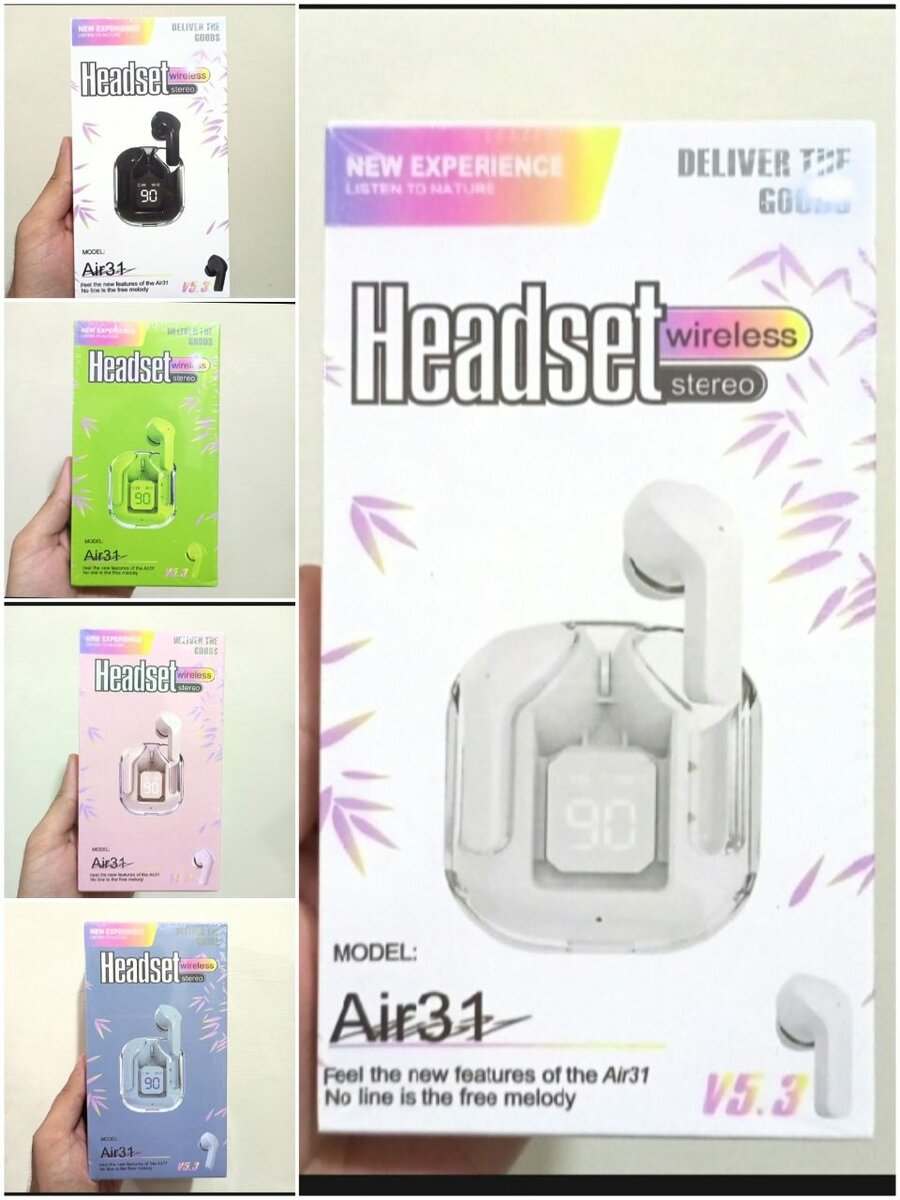 Air31 Wireless Crystal Transparent Bluetooth/Airpods/Earbuds