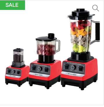 Bardefu 3 IN 1 Heavy Duty Commercial 3L Blender High Powered Professional Smoothie Milkshake Maker – Red