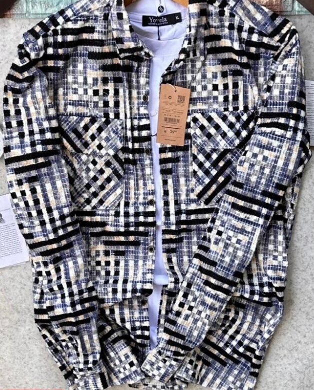 Veste en jean à carreaux