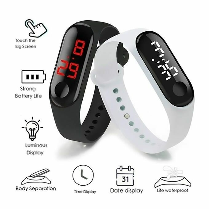 Montre Bracelet Silicone Non Connecter Affichage LED