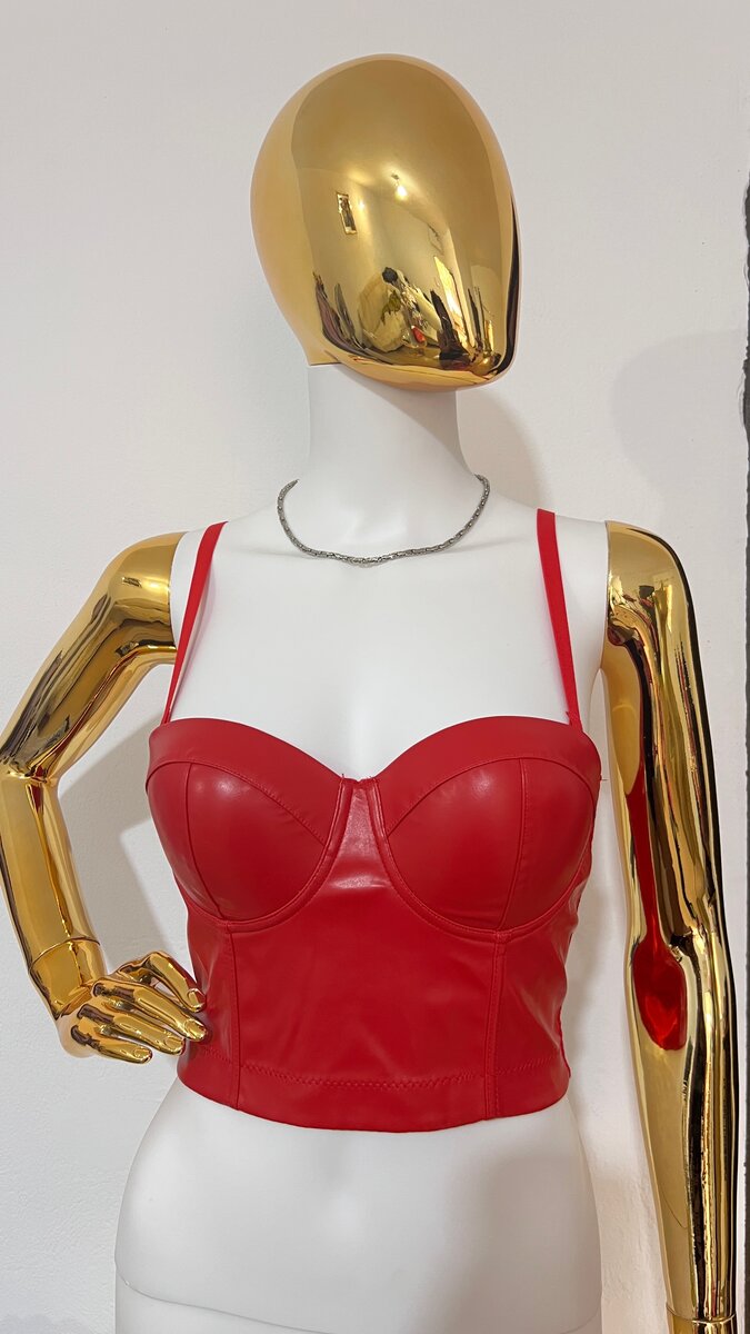 Top en simili cuir bustier