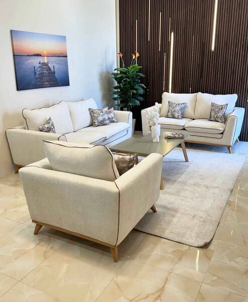 Canapé Beige en Lin Élégant