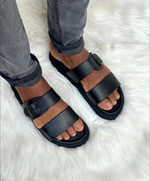 Sandales décontractées en cuir noir