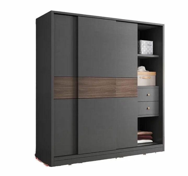 Armoire moderne gris foncé avec étagères