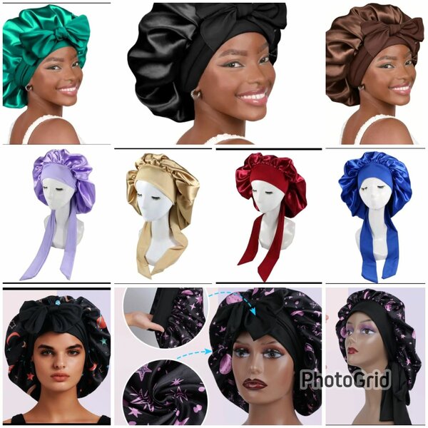 Bonnet en satin réversible