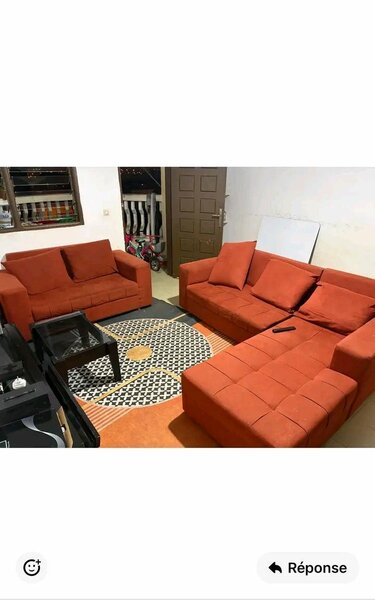 Canapé d'angle en tissu marron