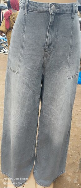 Jean large gris femme