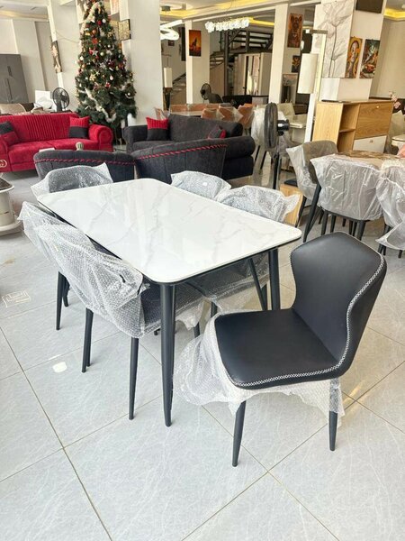 Modern Marble Dining Table Set with 6 Chairs