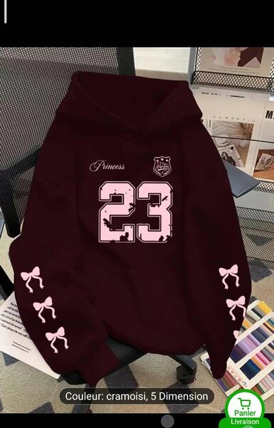 Sweat à capuche Princess 23 bordeaux