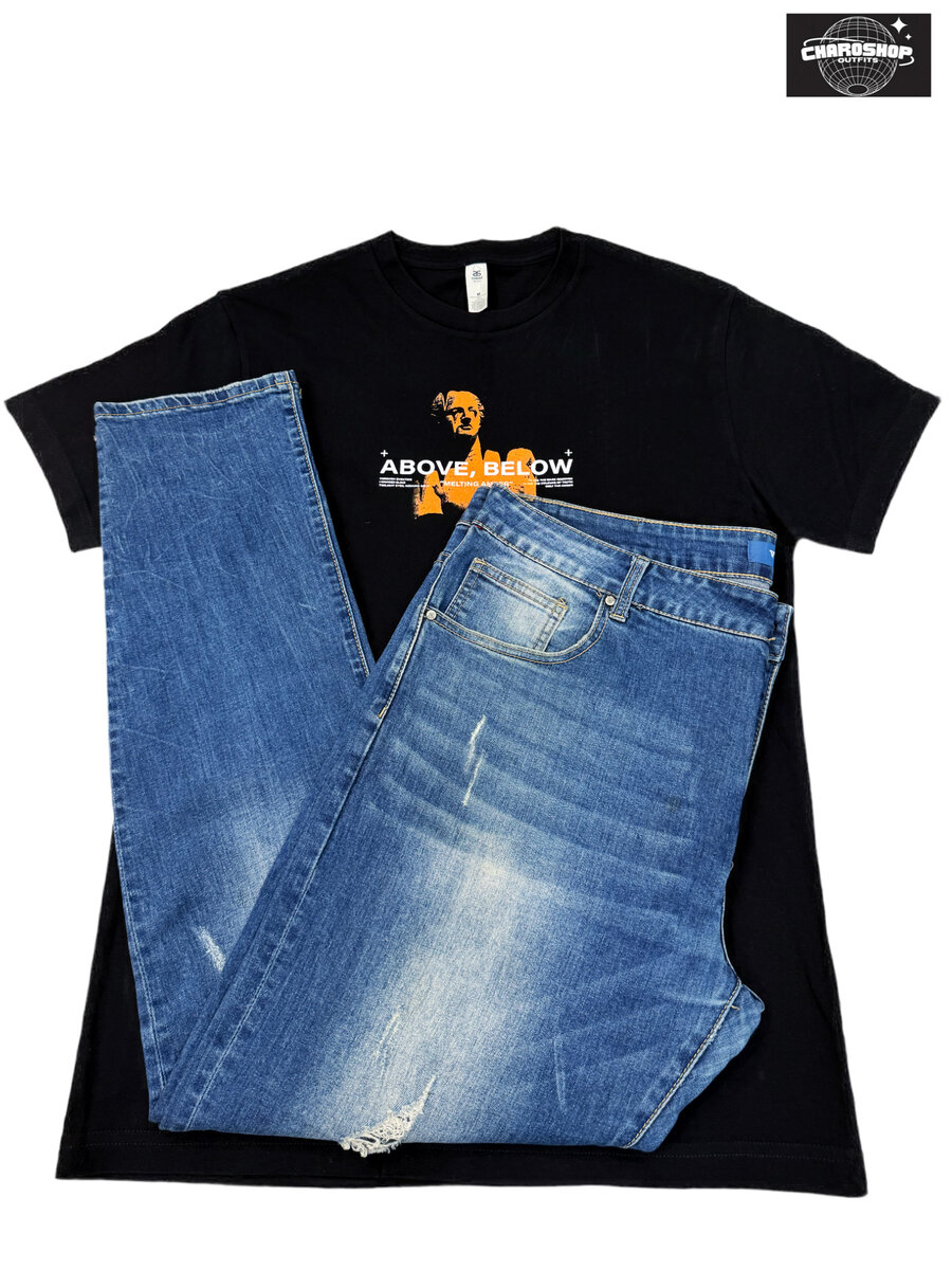 T-shirt noir Above Below et jeans décontractés